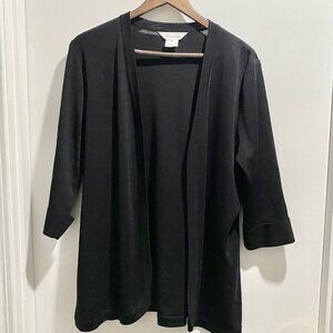 12) Misook Quiet Luxury Minimalist Preppy Rib Knit Open Front Sweater Cardigan L